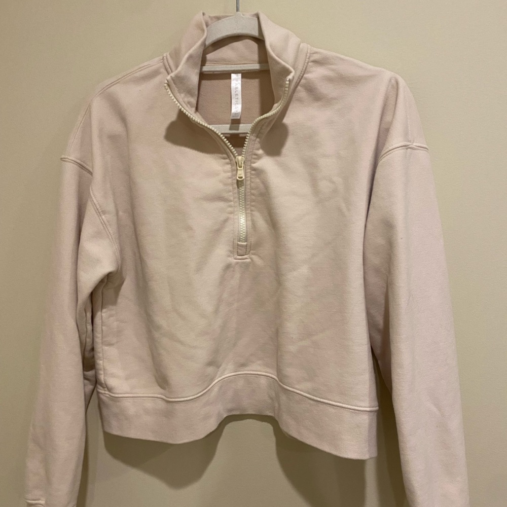 Fabletics Cream Quarter-Zip Sweatshirt